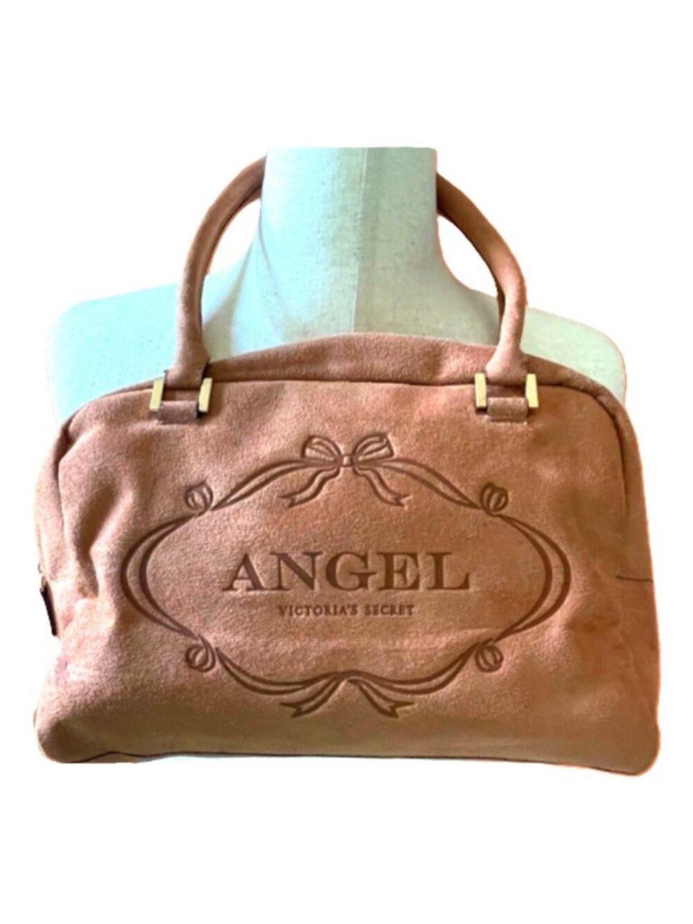 Vintage Y2K Victoria's Secret "Angel" Brown Faux Suede Satchel Purse